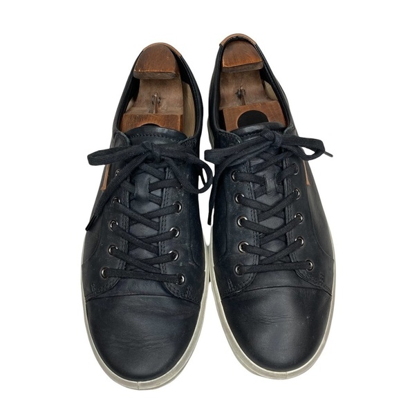 Ecco Black Leather Lace-Up Sneakers Sz 10 - Picture 2 of 11